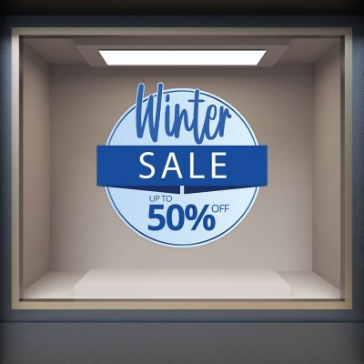 Winter Sale Blue, Εκπτωτικά, Αυτοκόλλητα βιτρίνας, 80 x
